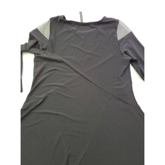 IC Connie K Women's S Black Tunic Silver Faux Clips 3/4 Sleeves Mesh Lagenlook - Picture 11 of 11